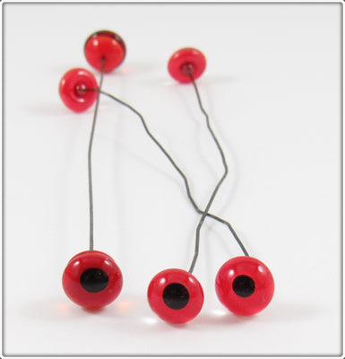 Lot Of 6 Red Glass Eyes For Lure Making, Repair Or Replacement A2