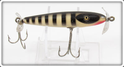 Vintage Shur Strike White Black Stripes Baby Gar Lure