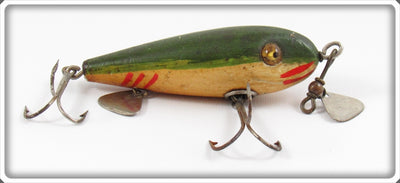 Vintage Donaly Green & White Red Fin Minnow Lure