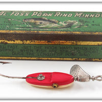 Vintage Al Foss Red & White No. 4 Oriental Wiggler Lure In Green Tin