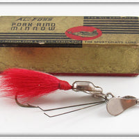 Vintage Al Foss Red Shimmy Lure In Black Shimmy Box 