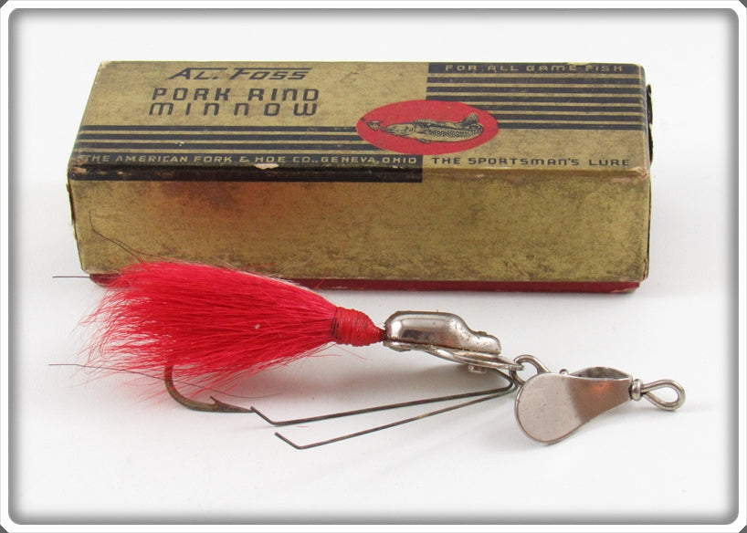 Vintage Al Foss Red Shimmy Lure In Black Shimmy Box For Sale Vintage Al Foss Red Shimmy Lure In Black Shimmy Box For Sale