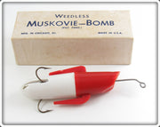 Vintage Weedless Red & White Muskovie Bomb Lure In Box