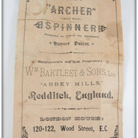 Vintage Wm. Bartleet & Sons Ltd. The Archer Spinner Paper Insert