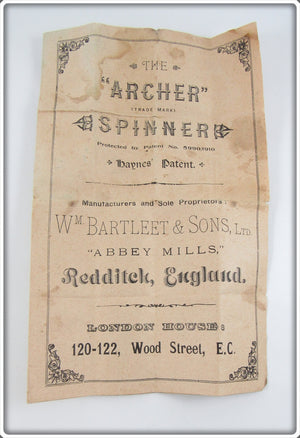 Vintage Wm. Bartleet & Sons Ltd. The Archer Spinner Paper Insert