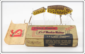 Vintage L&S Yellow Body Brown Back Speckles Muskie Master In 4034 Box