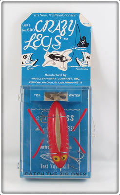 Vintage Mueller Perry Co Red Crazy Legs Lure In Box