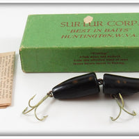 Vintage Sur-Lur Corp Black Orange Spot Ripple Lure In Box