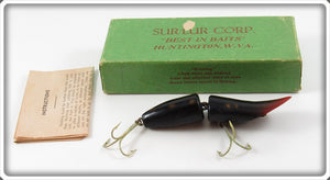 Vintage Sur-Lur Corp Black Orange Spot Ripple Lure In Box