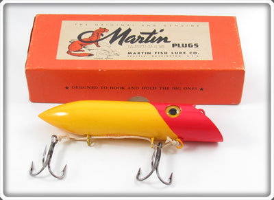 Vintage Martin Yellow Red Head 6M-9 Salmon Plug Lure In Box 