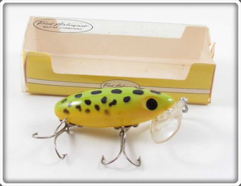 Vintage Fred Arbogast Frog Clear Plastic Lip Jitterbug Lure In Box