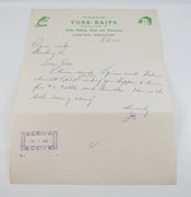 Vintage York Baits Letter To Pequea Works On Letterhead