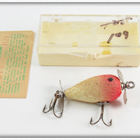 Vintage York Baits Red Head Bead Finish Lucky Minnow Lure In Box