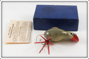 Vintage Bud Stewart Grey Crippled Mouse Lure In Box