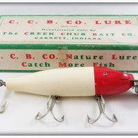 Vintage Creek Chub Red Head White Striper Pikie Lure In Box 