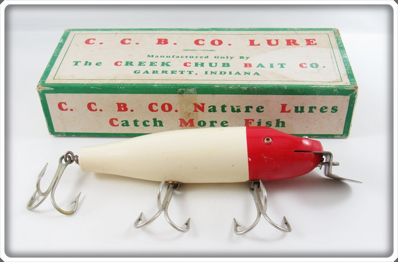 Vintage Creek Chub Red Head White Striper Pikie Lure In Box 