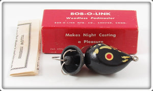 Bob O Link Mfg Co Black Weedless Padmaster Lure In Box