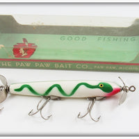 Paw Paw Green Serpentine White Body Aristocrat Torpedo Lure In Box