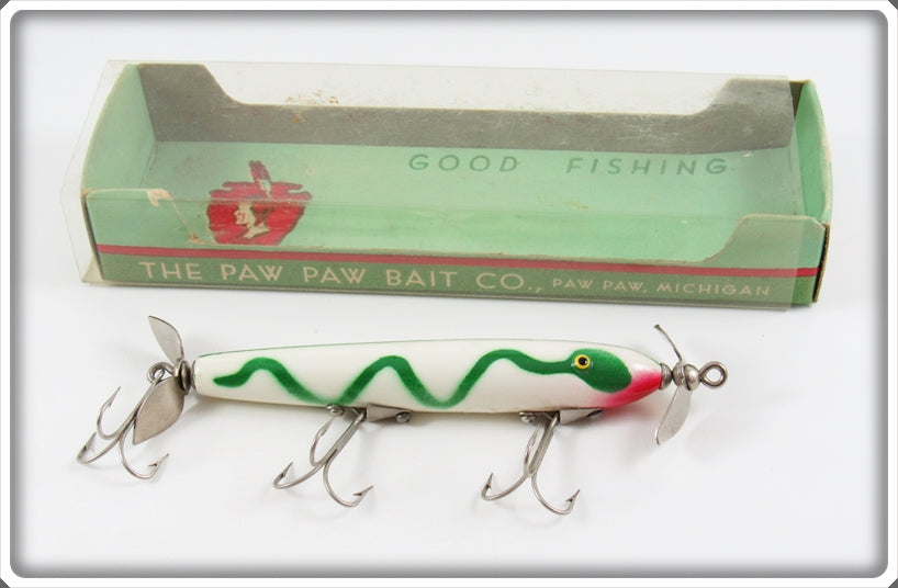 Paw Paw Green Serpentine White Body Aristocrat Torpedo Lure In Box