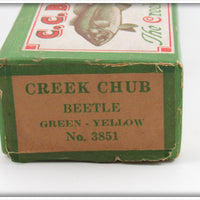 Creek Chub Green & Yellow Beetle In Box 3851