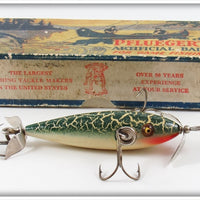 Pflueger Green Cracked Back Three Hook Neverfail Minnow