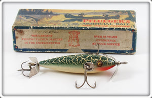 Pflueger Green Cracked Back Three Hook Neverfail Minnow