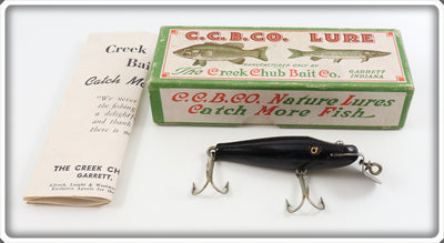 Vintage Creek Chub All Black Midget Pikie Lure In Box 2213 