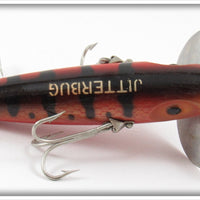 Arbogast Fluorescent Red Black Back Wood Musky Jitterbug