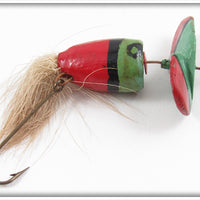 Vintage Frank Brown Red & Green Early Propeller Bait