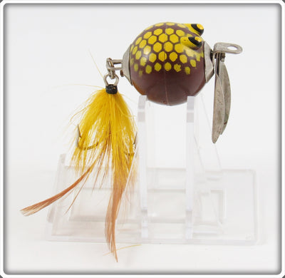 Vintage Worth Brown Body Yellow Spots Flutter Fin Lure