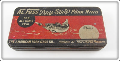 Vintage Al Foss Bass Size Dry Strip Pork Rind Empty Tin 