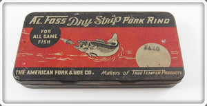 Vintage Al Foss Bass Size Dry Strip Pork Rind Empty Tin 