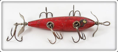 South Bend Red Dark Shaded Back Five Hook Underwater Minnow Lure