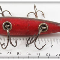 South Bend Red Dark Shaded Back Five Hook Underwater Minnow