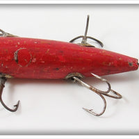 South Bend Red Dark Shaded Back Five Hook Underwater Minnow