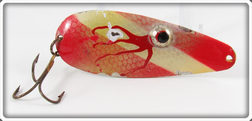 Vintage Bud Stewart Red & White Bloody Eye Spoon Lure