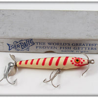 Vintage Eger White Red Stripes Dillinger Lure In Box