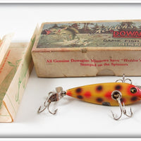 Heddon Yellow Red & Black Spots 0 Dowagiac Minnow In Pine Tree Box 01