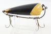 Vintage Bite Em Bate Co Black, White & Gold Rotating Bait