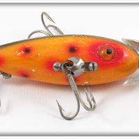 Vintage Heddon Spotted Orange Baby Dowagiac Lure 20 SO
