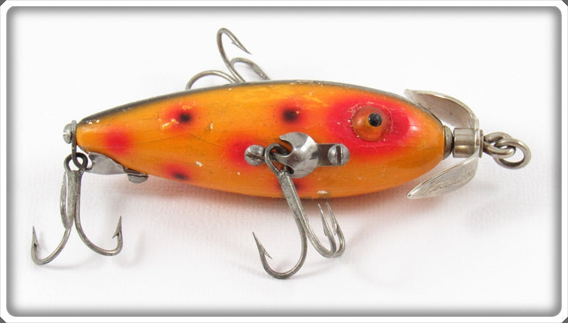 Vintage Heddon Spotted Orange Baby Dowagiac Lure 20 SO