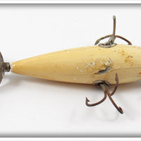 South Bend White Blended Green Back Early Three Hook Underwater Minnow