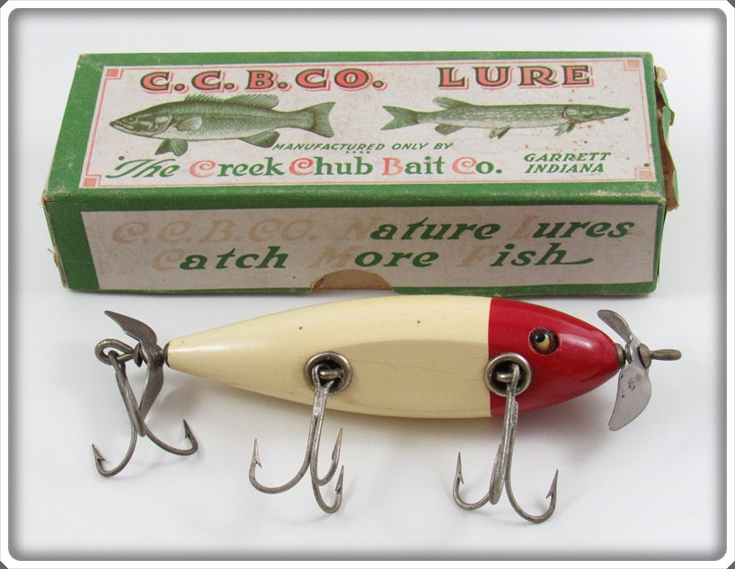 Vintage Creek Chub White And Red Injured Minnow Lure In Box 1502