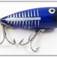 Vintage Heddon Cobalt Blue & White Shore Minnow Chugger Jr 9520 XBLW