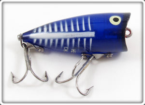 Vintage Heddon Cobalt Blue & White Shore Minnow Chugger Jr 9520 XBLW