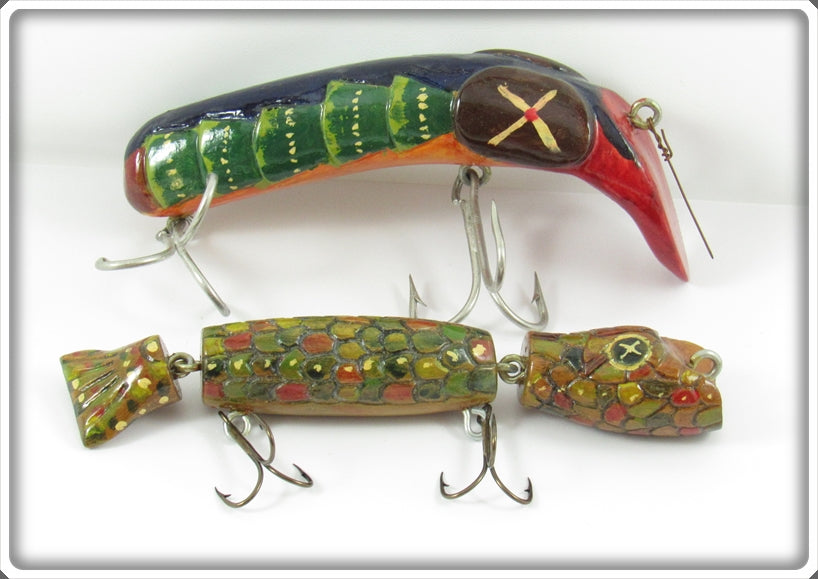 Vintage Unique Folk Art Style Lure Pair