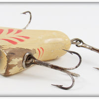 Vintage South Bend White & Red Glass Eye Vacuum Bait Lure 