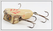 Vintage South Bend White & Red Glass Eye Vacuum Bait Lure 