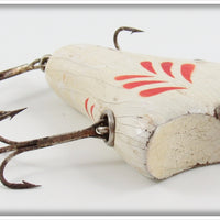 Vintage South Bend White & Red Vacuum Bait Lure 