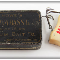 Vintage Howe's Red & White Vacuum Bass Bait Lure In Tin